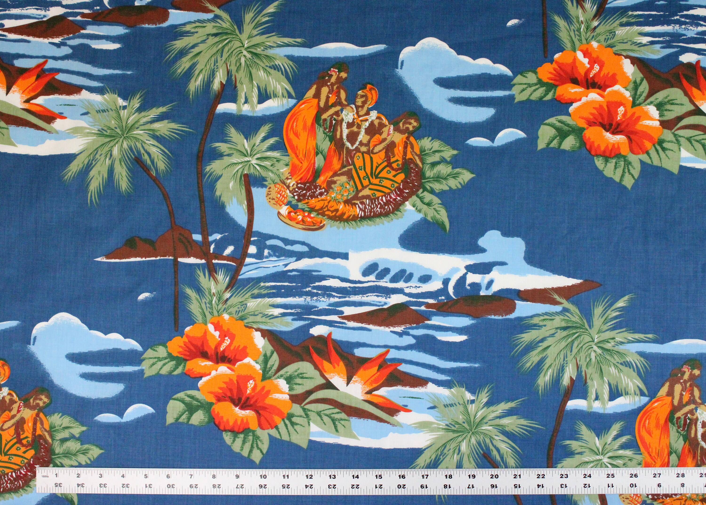 Fabric Vintage Aloha Hawaiian Print Fabric 58