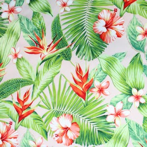 Fabric, Hawaiian Print Fabric, Tropical Floral Fabric By the Yard: Kalea Pink
