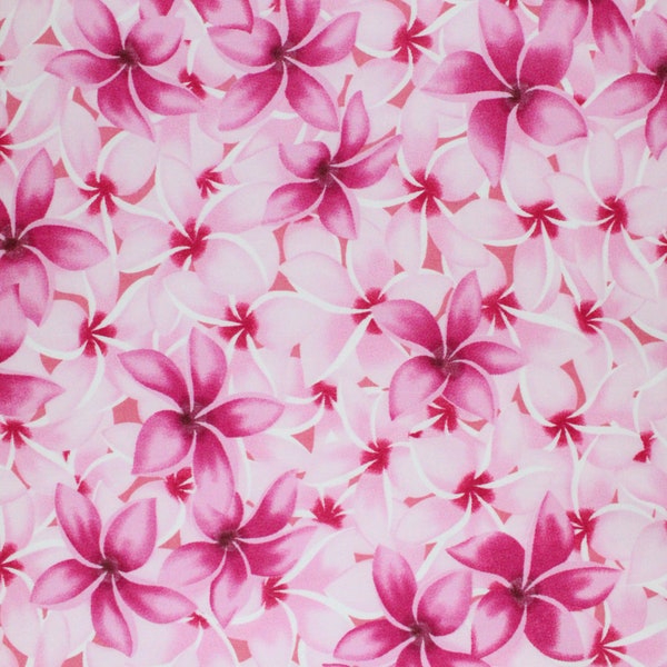 Fabric Hawaiian Print Fabric Tropical Floral Fabric By the Yard Melia Plumeria Pink