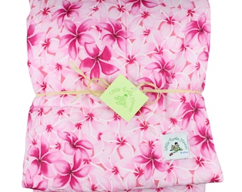 Quilted Hawaiian Baby Blanket Made in Hawaii Hawaiian Baby Shower Gift Comforter Melia Plumeria Pink