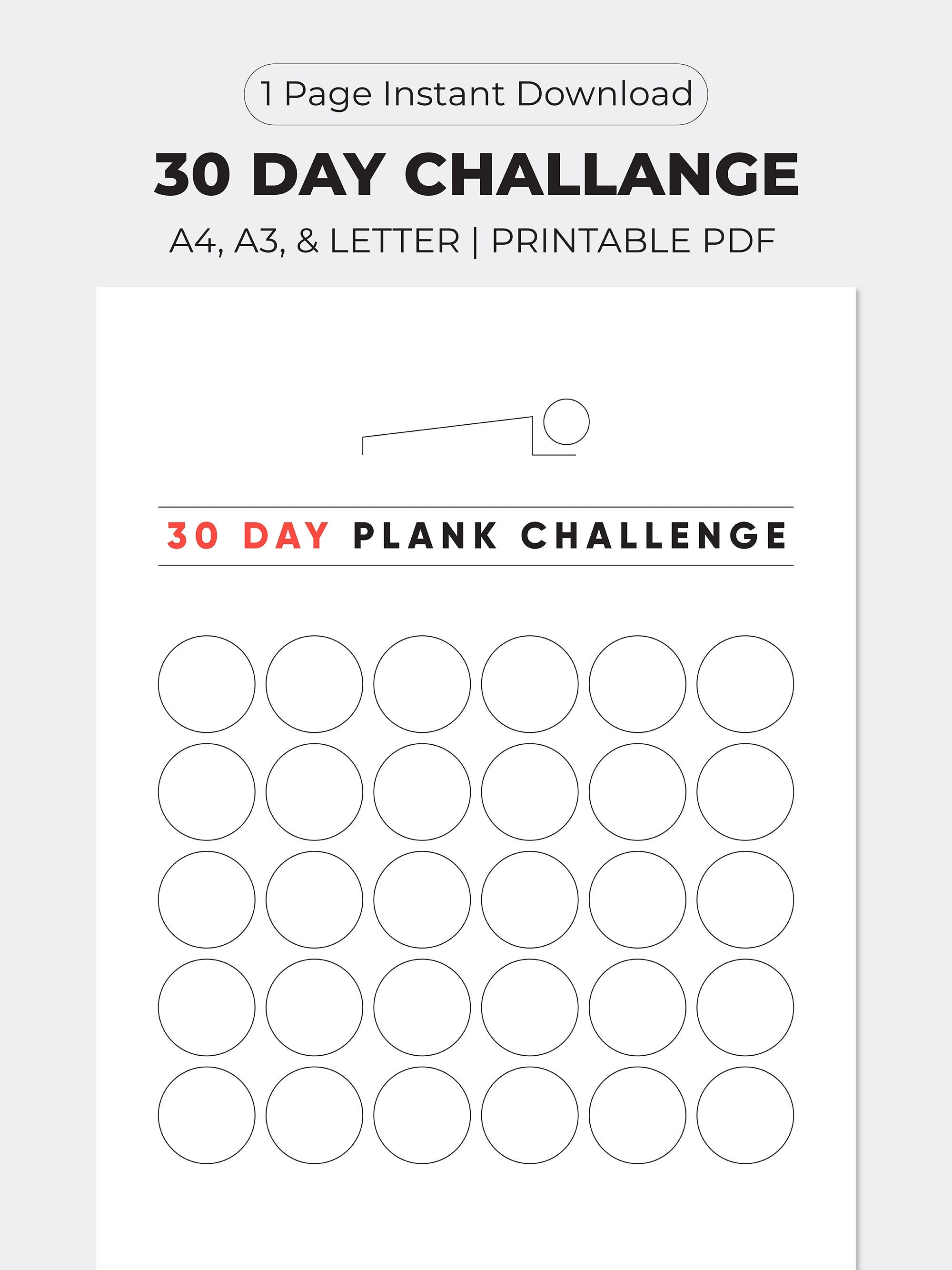 Plank Challenge Tracker Digital Download Printable Exercise Tracker ...