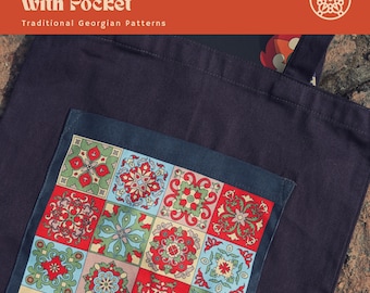 Bolsa de compras com bolso ~ Estampas tradicionais da Geórgia