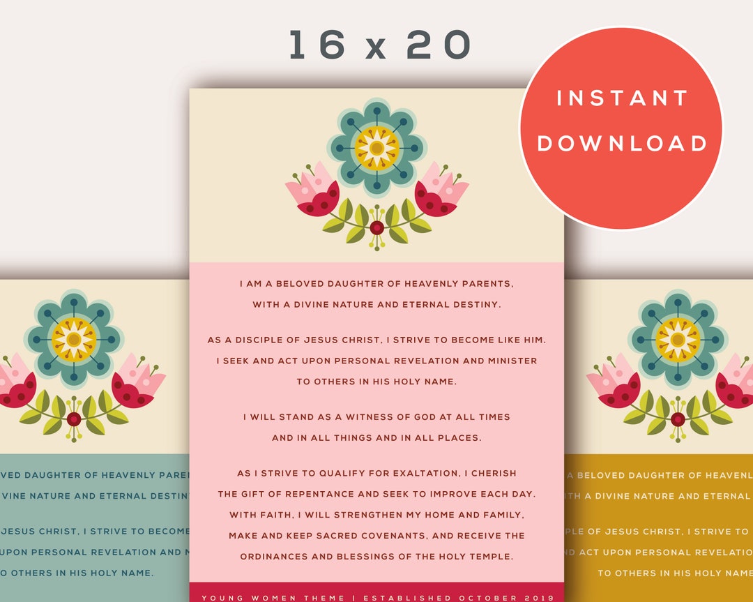 Young Women New Theme 16x20 Printable Poster - Etsy