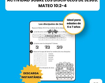 Actividad sobre los discípulos de Jesus - Mateo 10