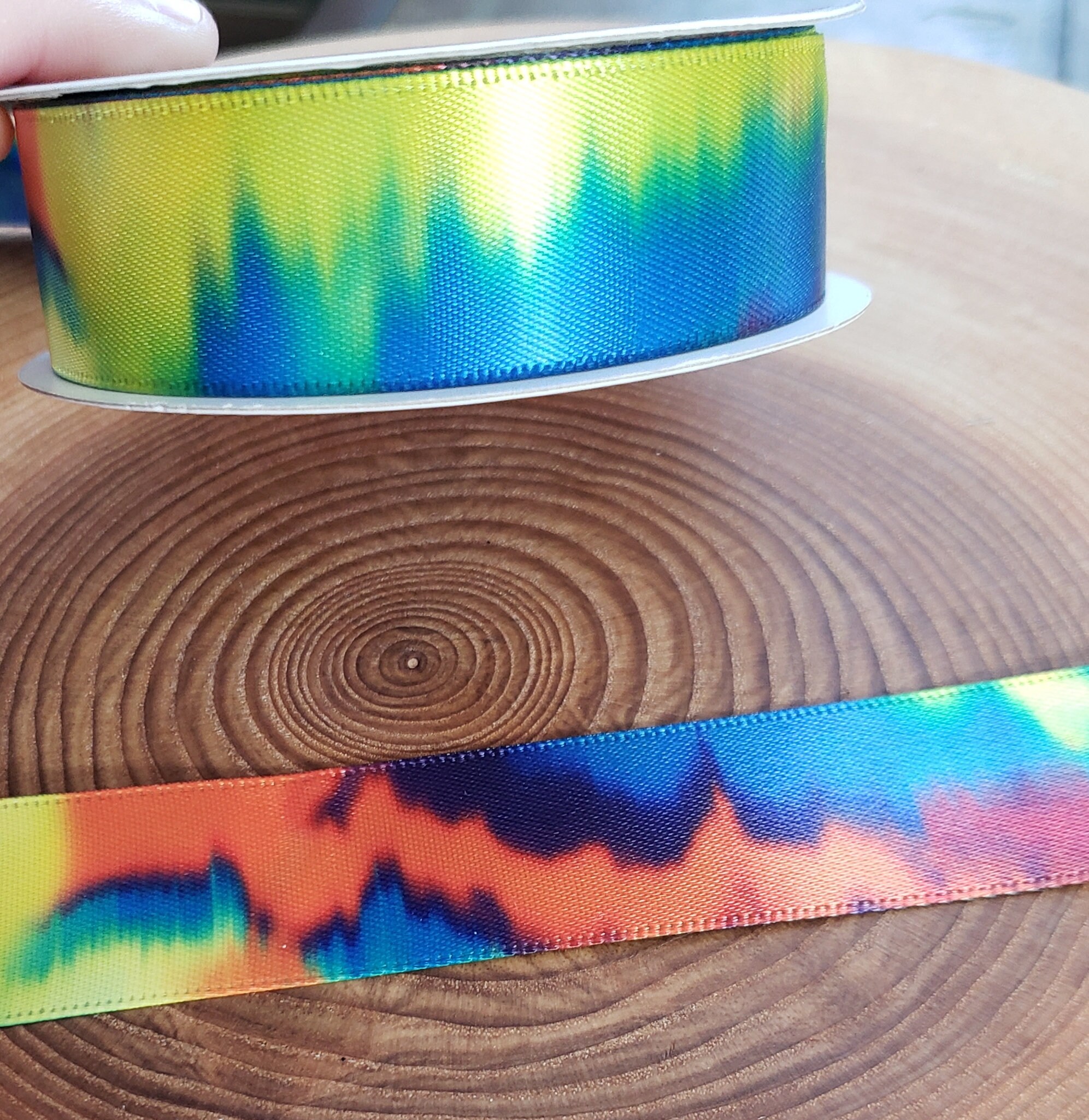 Tie Dye & Rainbow 7/8th Ribbon 1 yard Etsy