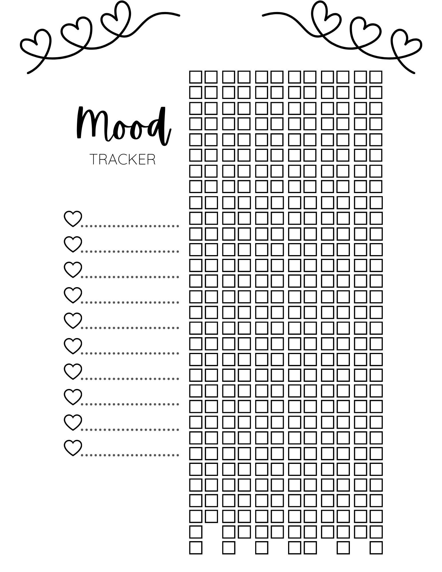 Printable Monthly Mood Trackers Bonus Sunshine Tracker Paper Paper
