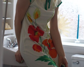 1970s Terry Cloth Poppy Dress