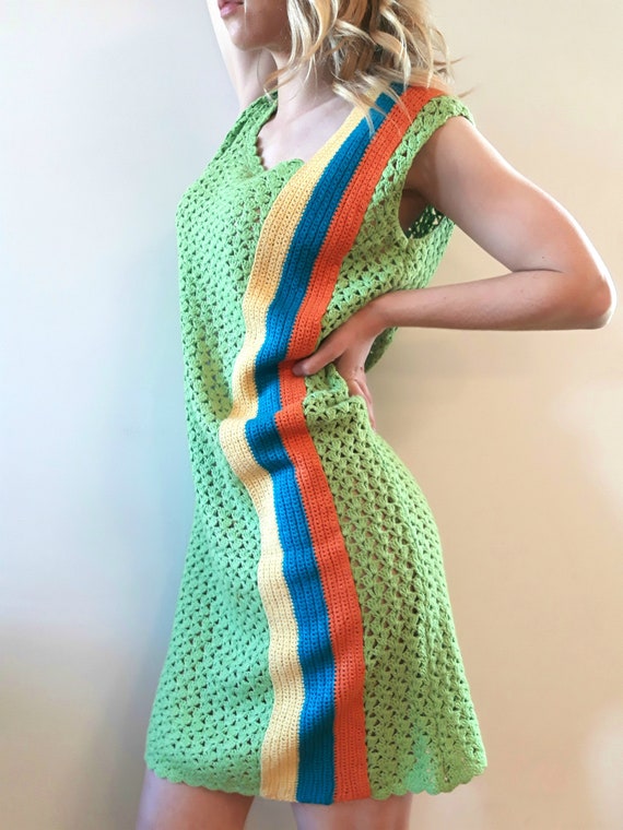 1960's Lime Crochet Mod Dress