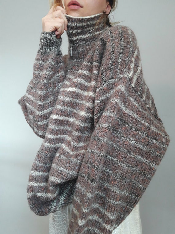 Striped Chunky Knit Turtleneck