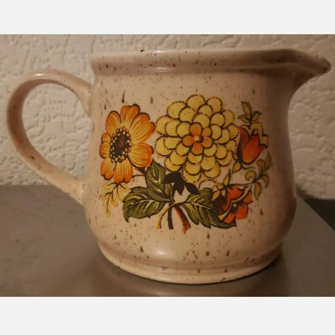 Sadler England Earthenware Jug Pitcher Beige Floral Kitchen Etsy