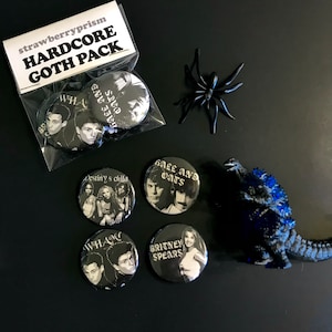 4 pack HARDCORE GOTH Button pins ( 37 mm )