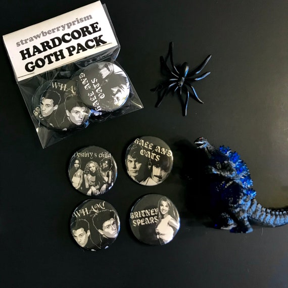 4 Pack HARDCORE GOTH Button Pins 37 Mm 