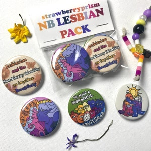 4 pack Non-Binary Lesbian Button pins ( 37 mm )