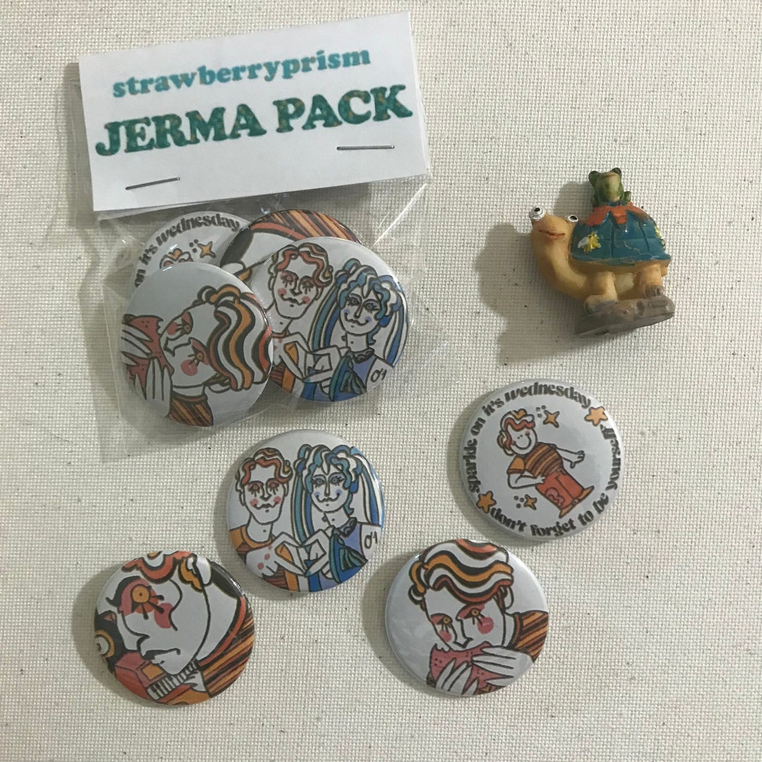 4 Pack Retro Style Jerma Button Pins 37 Mm Etsy