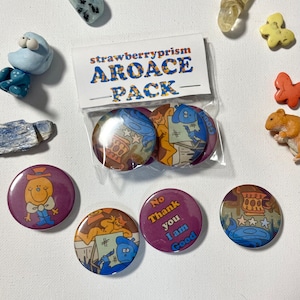 4 pack Retro style AroAce Button pins ( 37 mm )