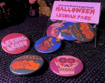 4 pack Halloween Lesbian Button pins ( 37 mm )