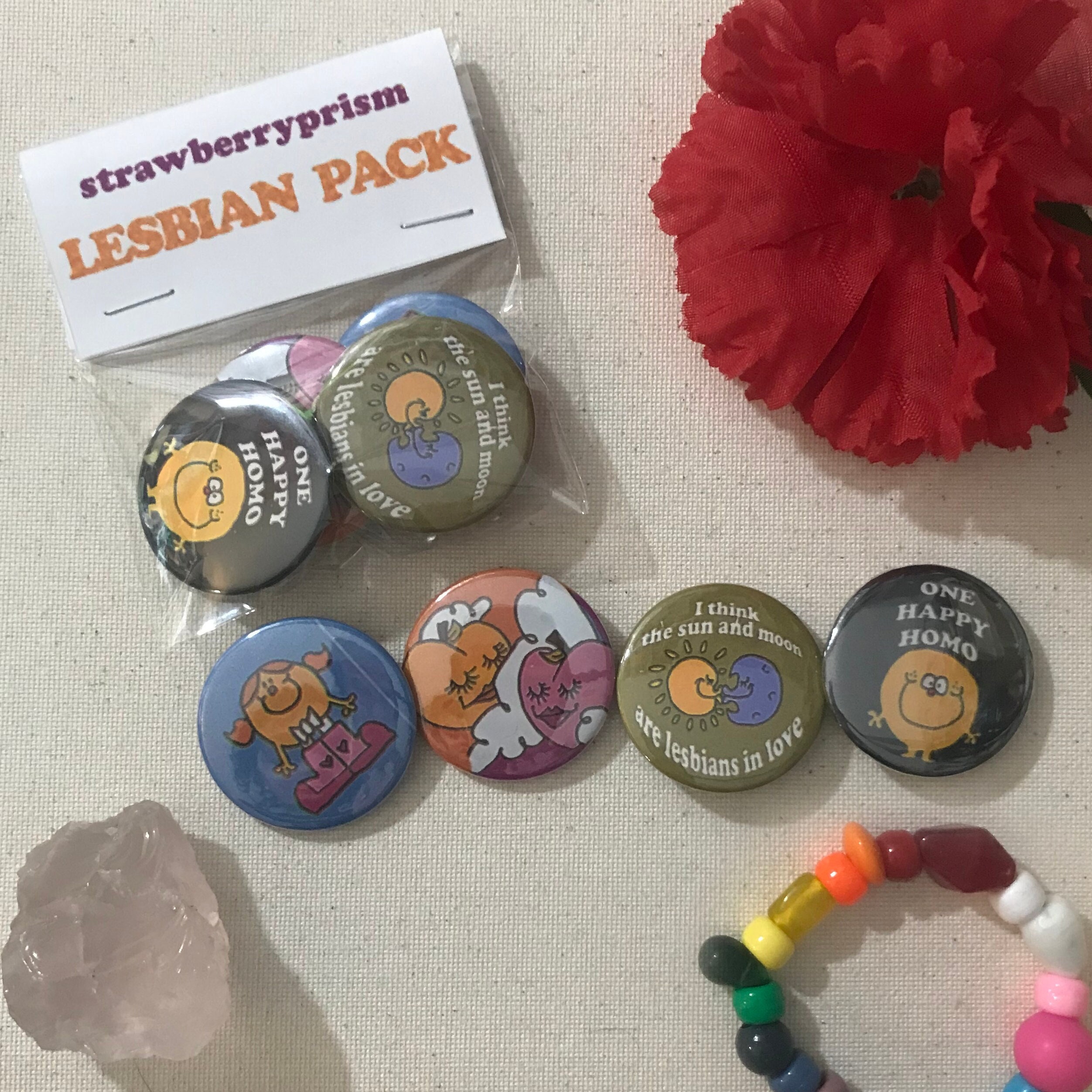 4 pack Retro style Lesbian Button pins ( 37 mm )