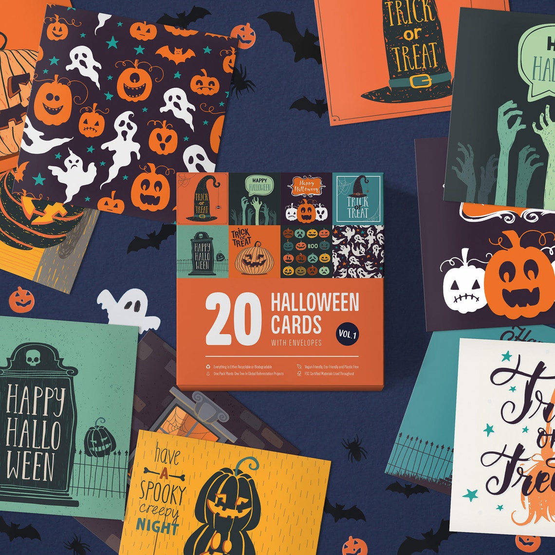 20 Halloween Cards Multipack Halloween Gift Card Eco Etsy