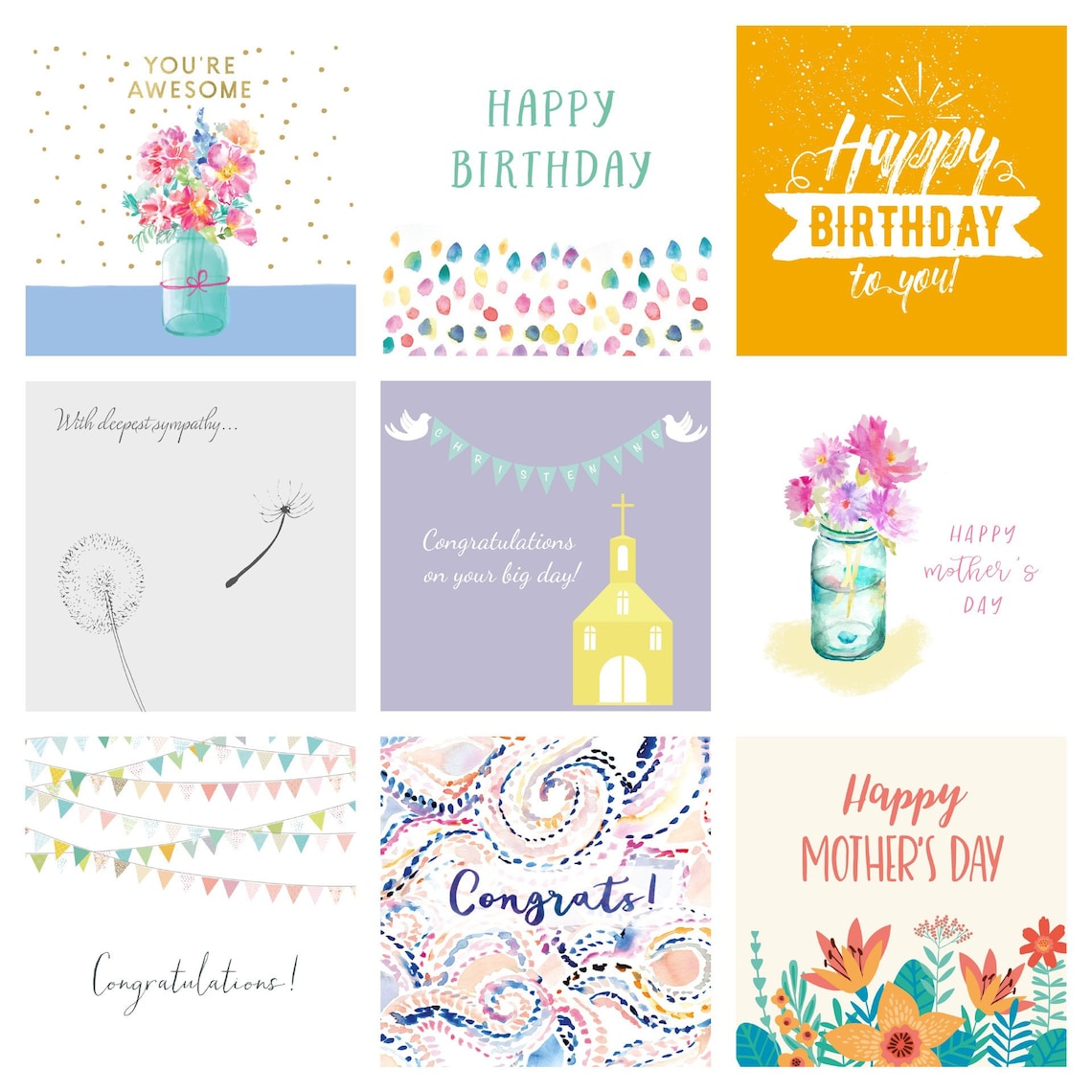 50 Assorted Greetings Cards Pack for All Occasions Eco Etsy UK