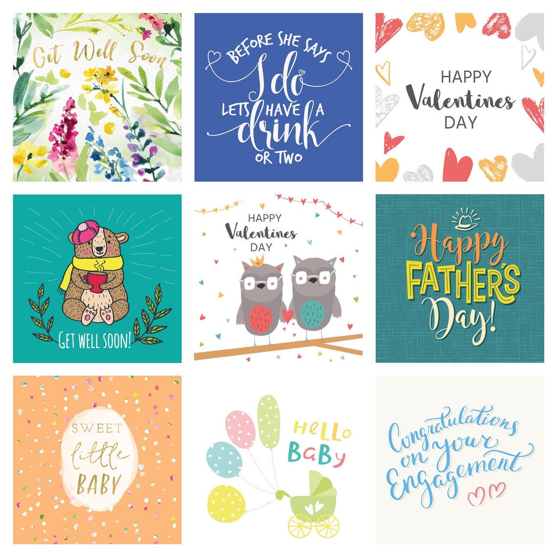 50 Assorted Greetings Cards Pack for All Occasions Eco Etsy UK