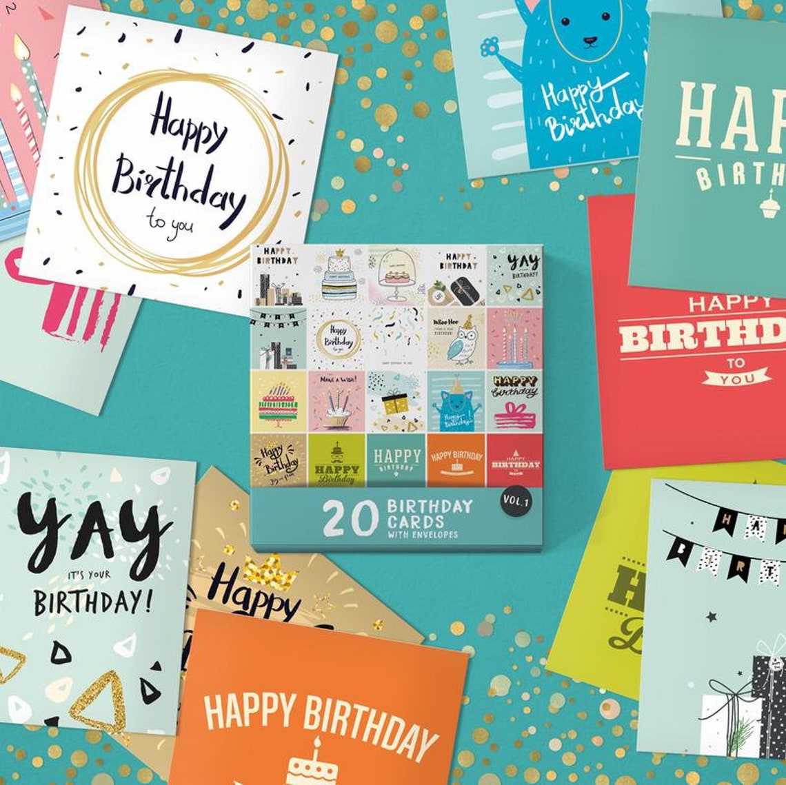 20 X Birthday Cards Assorted Multi Bulk Pack Hand Packed ECO Friendly