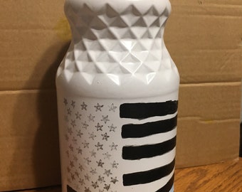 Distressed Flag / jar / vase / decor / Law Enforcement
