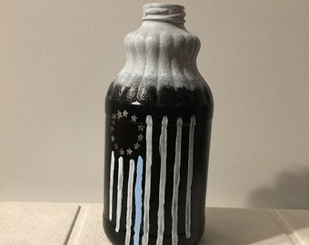 13 Star Distressed Flag Jar / Law Enforcement / decor