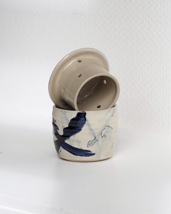 beurrier à eau artisanal noir en grès