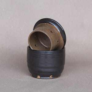 handcrafted black stoneware butter and water dish
