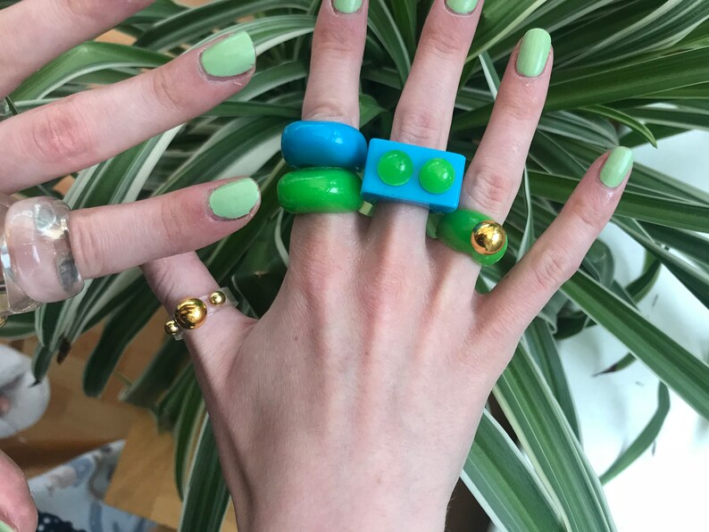 Resin ring setresin bubble ringstatement ringchunky resin ringy2k ringcolourful ringgift for sistermulticoloured ring