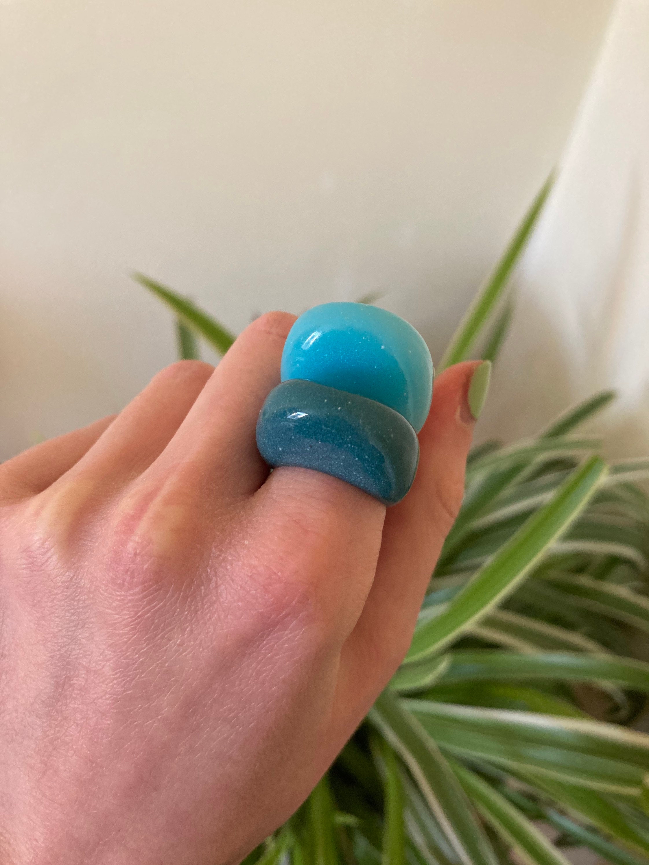 Oval Bubble ring/resin bubble ring/statement ring/chunky Etsy