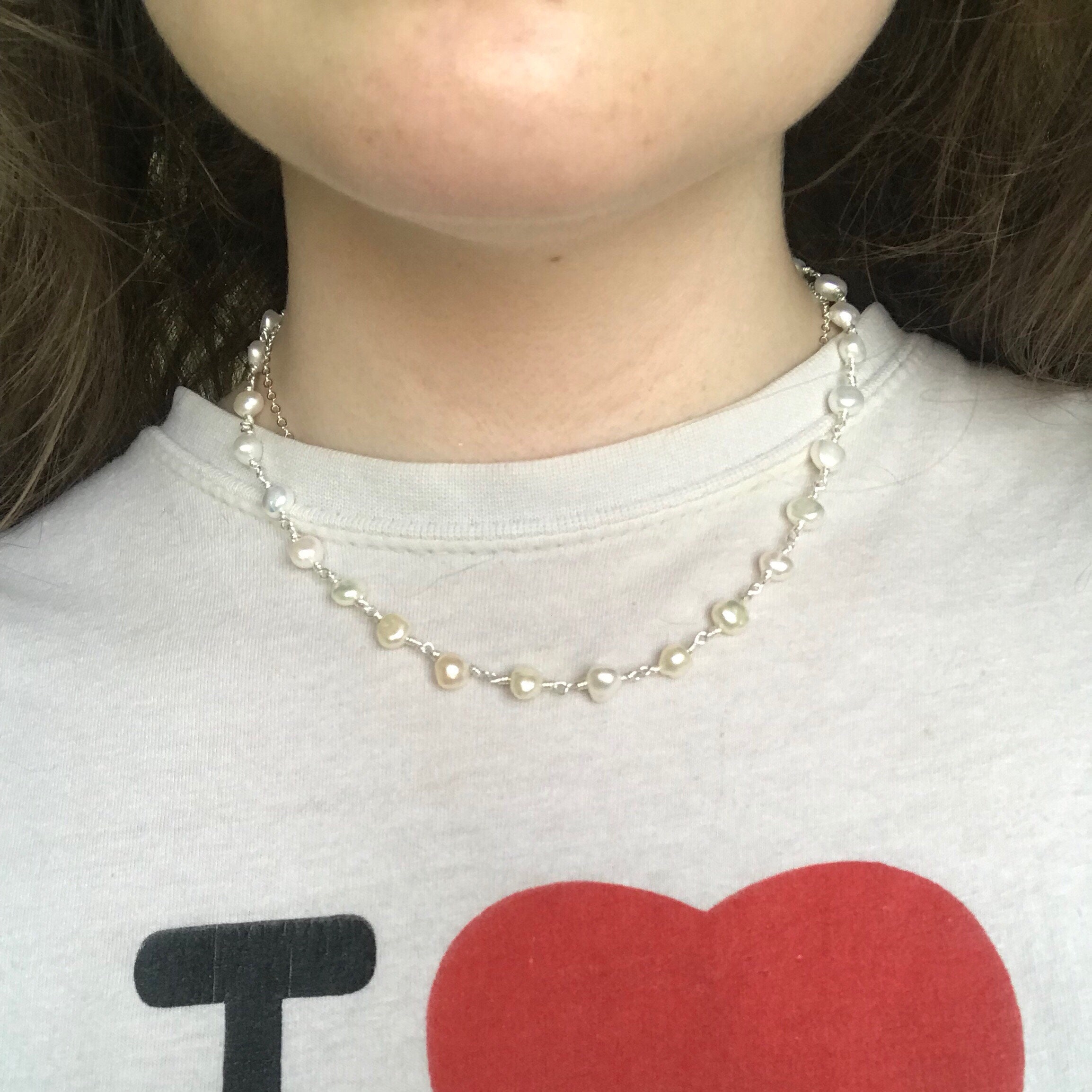 Y2k pearl choker necklace/white pearl necklace/bridal Etsy