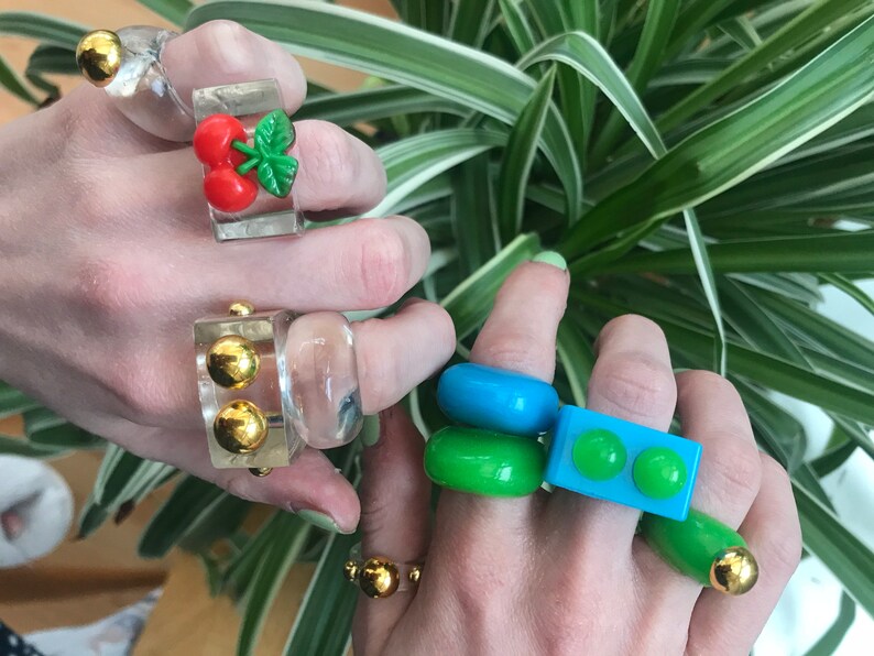 Resin ring setresin bubble ringstatement ringchunky resin ringy2k ringcolourful ringgift for sistermulticoloured ring
