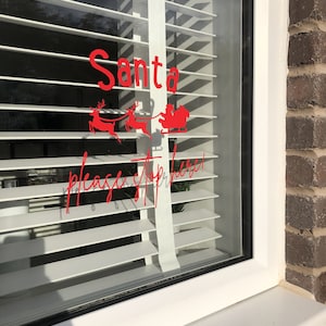 Santa Please Stop Here Sleigh With Reindeers Window Door Vinyl Christmas Sticker