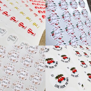 24 etiquetas adhesivas navideñas personalizadas - Diseños y colores surtidos - Etiquetas para regalos de Navidad - Envío gratuito al Reino Unido