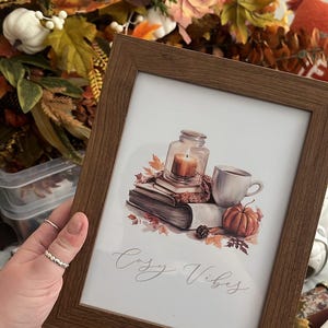 Aquarel Cosy Vibes Herfst Seizoensgebonden Neutraal Frameloze Muur Woondecoratie Citaat Print