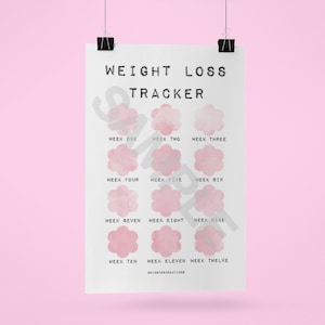 Pink Watercolour 12 Week Weight Loss Tracker | Weight Loss Chart | Digital Download | Instant Download Slimming Club Calorie Counting Chart