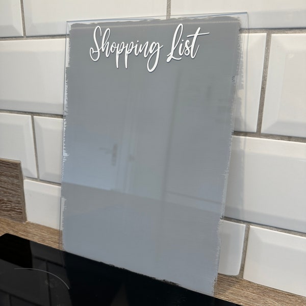 Shopping List Weekly Planner Painted A4 Clear Acrylic Wipeable Sign With Drywipe Pen - Assorted Paint Colours - Weekly Food Planner