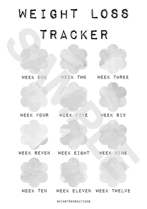 Grey Watercolour 12 Week Weight Loss Tracker | Weight Loss Chart ...