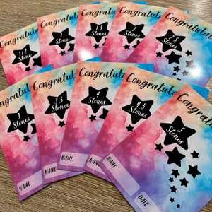 Mijlpaalcertificaten gewichtsverlies - Gewichtsverlies - Awards voor gewichtsverlies - prestatiecertificaat - aquarel - 5 x 7 inch - GRATIS VERZENDING VK