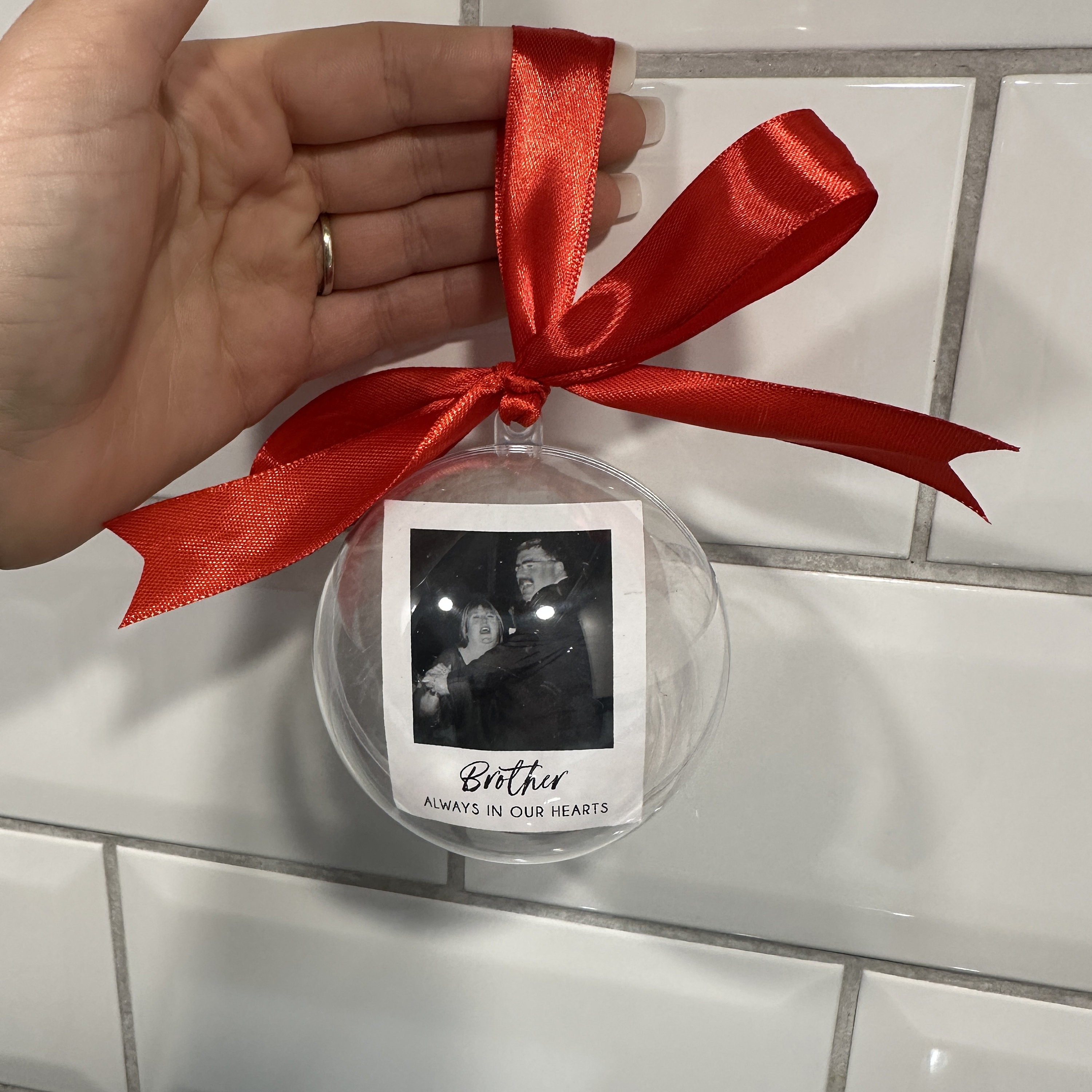 Personalised Photo Memorial Memory Christmas Feather Bauble - Special Memory Bauble - Photo Bauble - Decoration Bauble