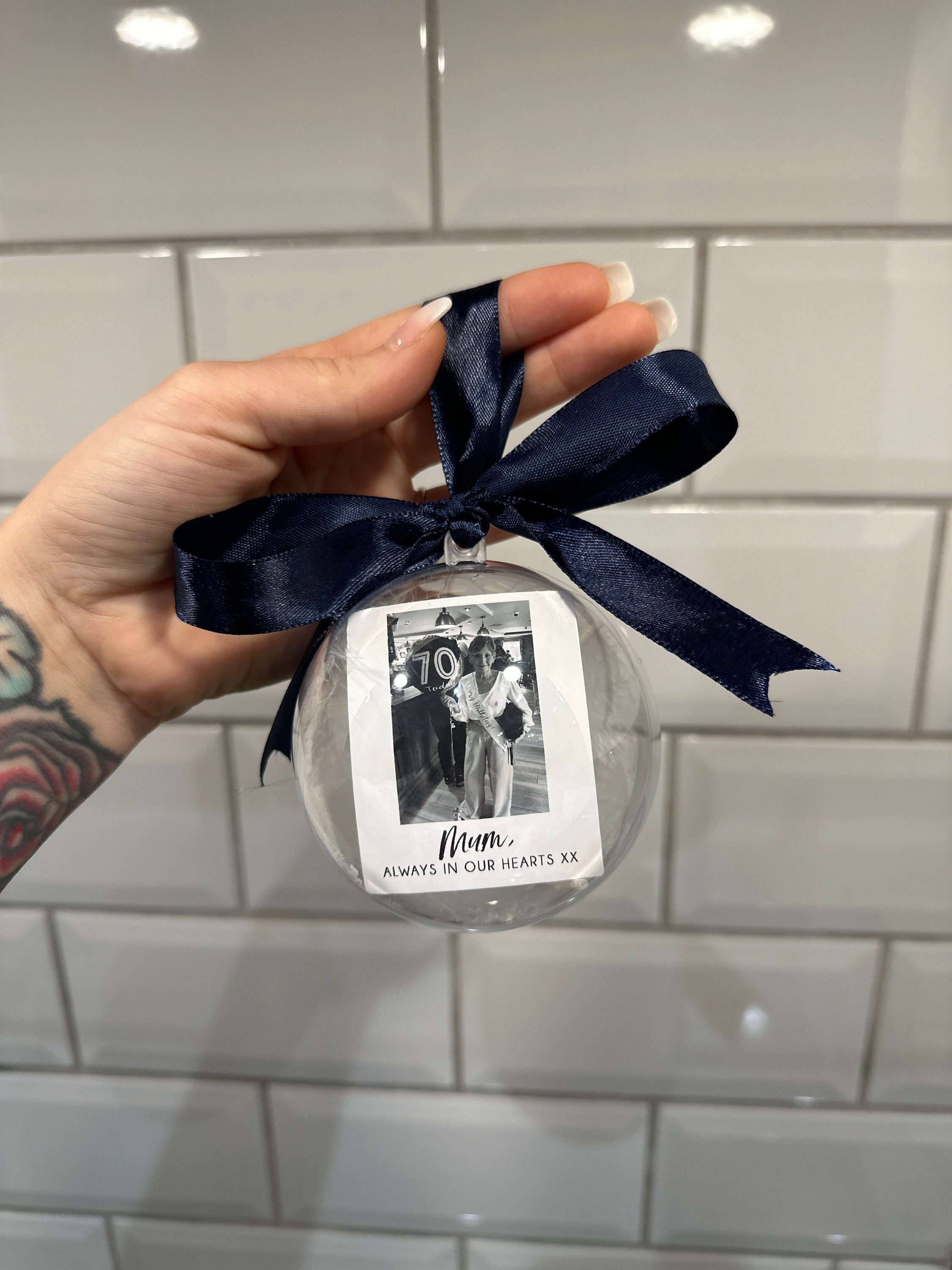 Personalised Photo Memorial Memory Christmas Feather Bauble - Special Memory Bauble - Photo Bauble - Decoration Bauble
