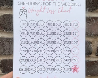 Personalised A4 Name Shredding For The Wedding Weight Loss Chart Tracker Print - Printed - Laminated With Stickers OR Digital Copy