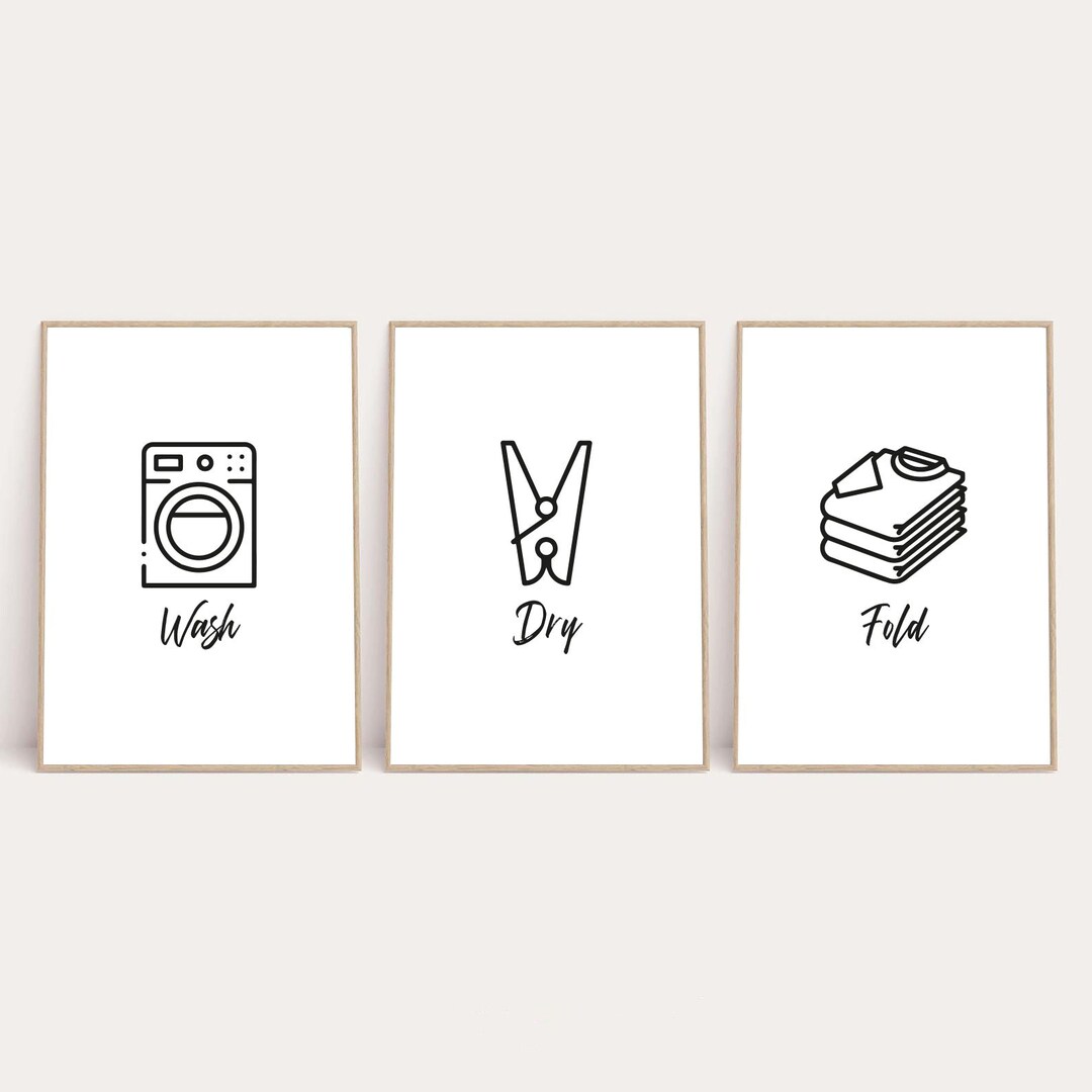 Wash Dry Fold Laundry Room Set of 3 Wall Decor Prints - Etsy Canada