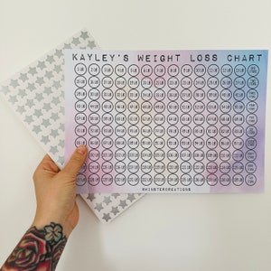 Personalisiertes Name Gewichtsverlust Tracker Chart - 10 st oder 20 st - Kommt mit Stern Aufklebern - Gewichtsverlust Motivation - A4 laminiert - Pastell