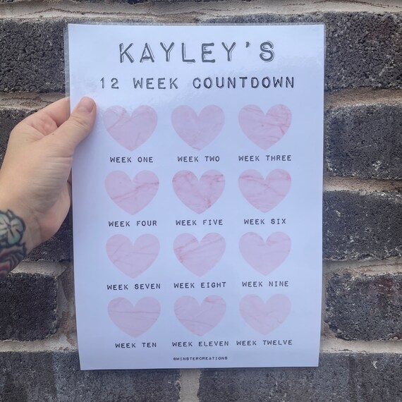Personalised Name 12 Week Countdown A4 Weight Loss Chart - Etsy
