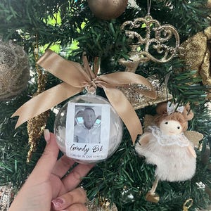 Personalised Any Photo & Wording Memory Christmas Feather Bauble - New Baby - Special Memory Bauble - Photo Bauble