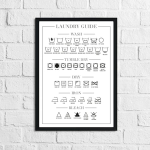 Laundry Guide Simple Laundry Utility Room Decor House Wall Art Print v2
