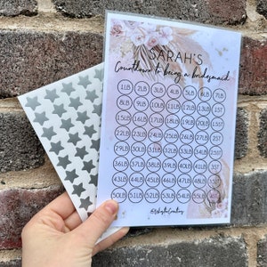 Gepersonaliseerde naam aftellen bruidsmeisje Gewichtsverlies Dieet Afslanken grafiek Tracker Print - Gedrukt - Gelamineerd OF Digitale kopie