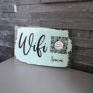 Wi-Fi QR Code Scan Me Painted Clear Acrylic 10x15cm Magnetic Home Plaque Sign